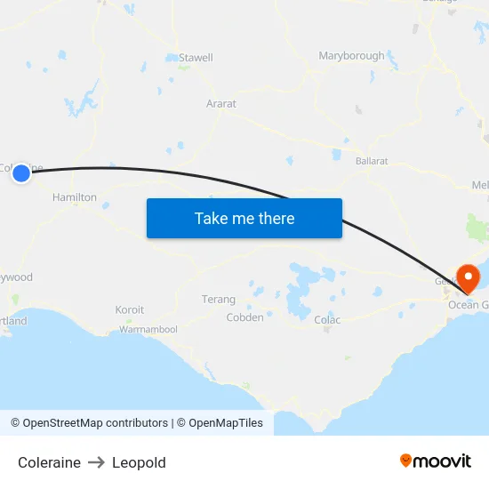 Coleraine to Leopold map