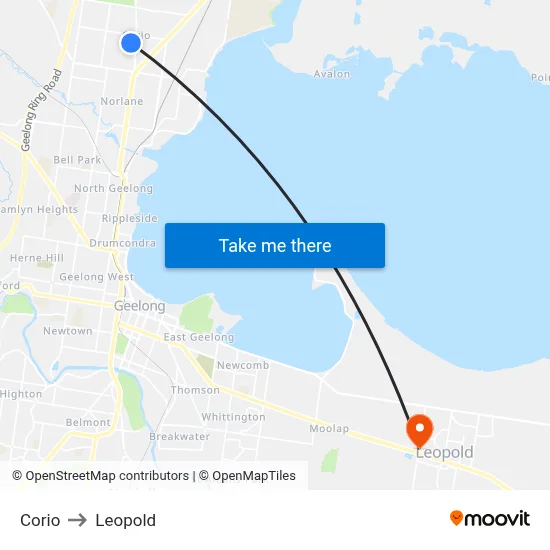 Corio to Leopold map