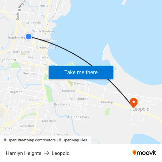 Hamlyn Heights to Leopold map