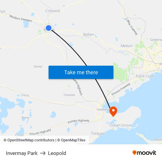 Invermay Park to Leopold map