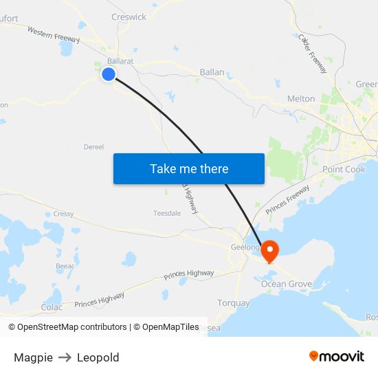 Magpie to Leopold map