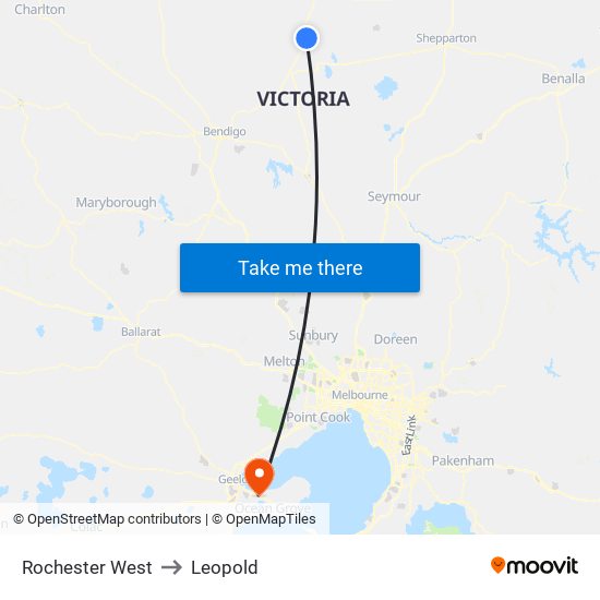 Rochester West to Leopold map