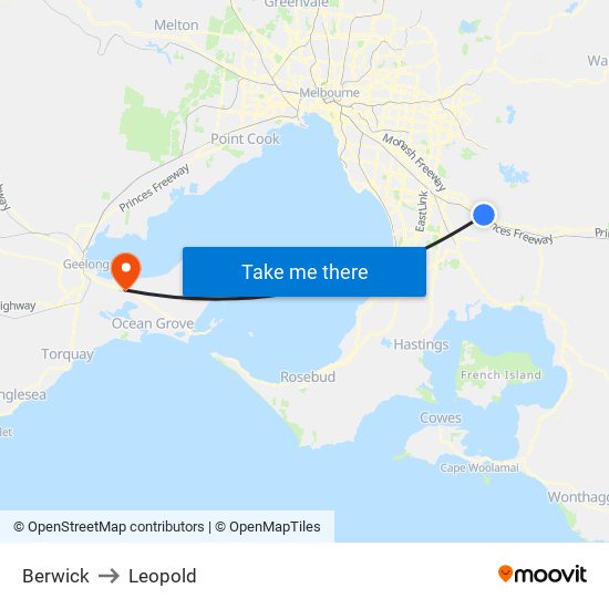 Berwick to Leopold map