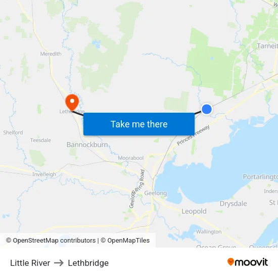 Little River to Lethbridge map
