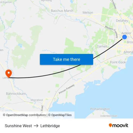 Sunshine West to Lethbridge map