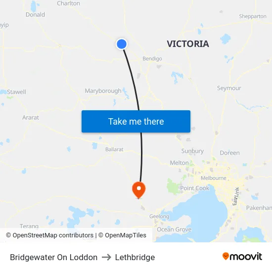 Bridgewater On Loddon to Lethbridge map