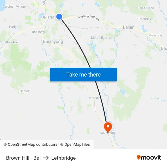 Brown Hill - Bal to Lethbridge map