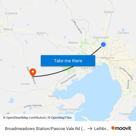 Broadmeadows Station/Pascoe Vale Rd (Broadmeadows) to Lethbridge map