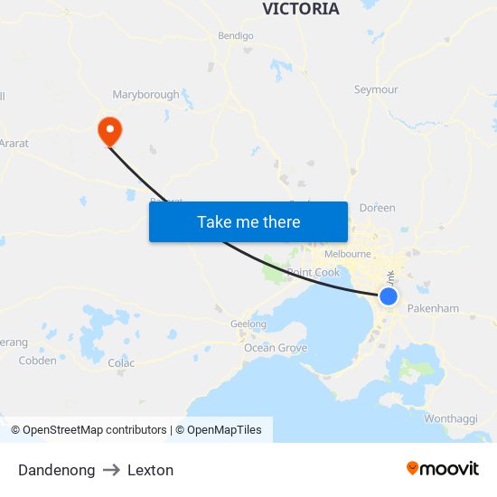 Dandenong to Lexton map