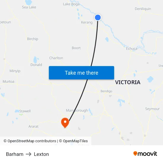 Barham to Lexton map