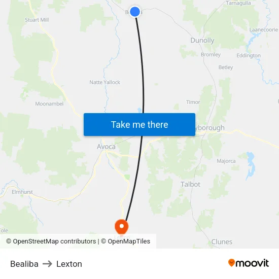 Bealiba to Lexton map