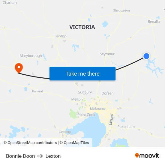 Bonnie Doon to Lexton map