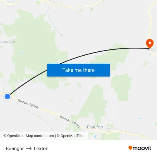 Buangor to Lexton map