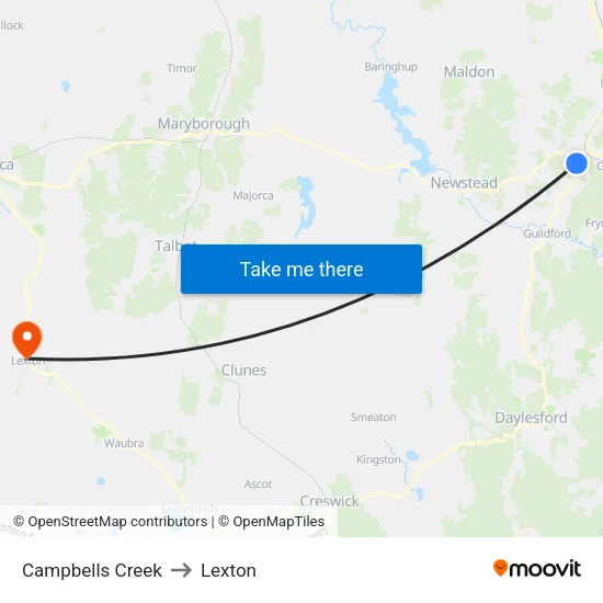 Campbells Creek to Lexton map