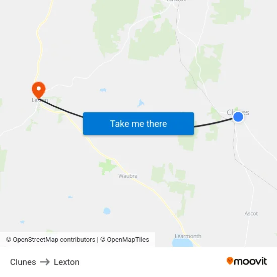 Clunes to Lexton map