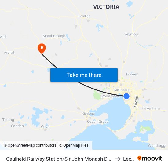 Caulfield Railway Station/Sir John Monash Dr (Caulfield East) to Lexton map