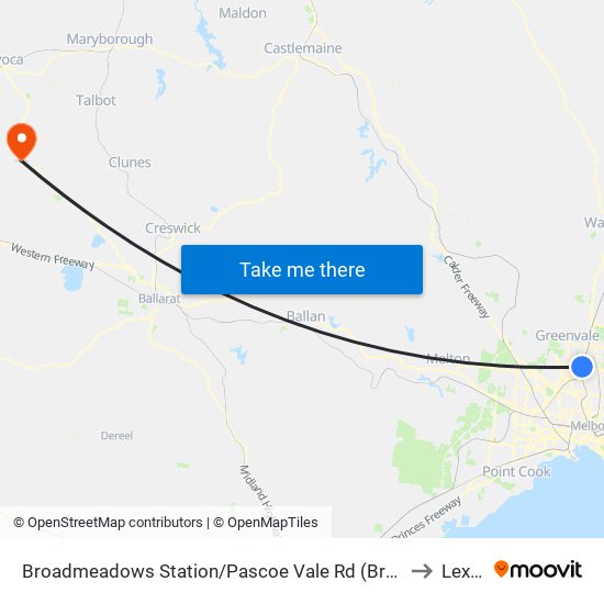 Broadmeadows Station/Pascoe Vale Rd (Broadmeadows) to Lexton map