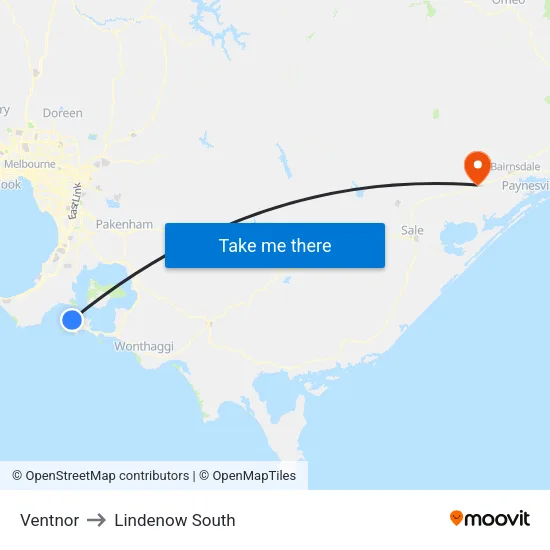 Ventnor to Lindenow South map