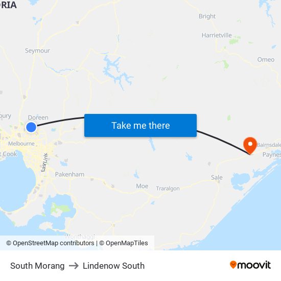 South Morang to Lindenow South map