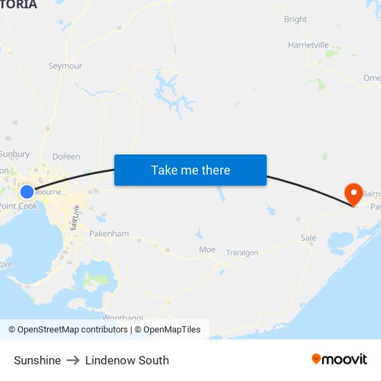 Sunshine to Lindenow South map