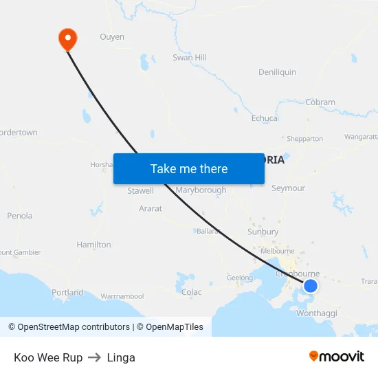 Koo Wee Rup to Linga map