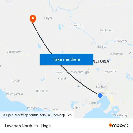 Laverton North to Linga map
