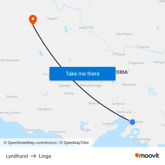 Lyndhurst to Linga map