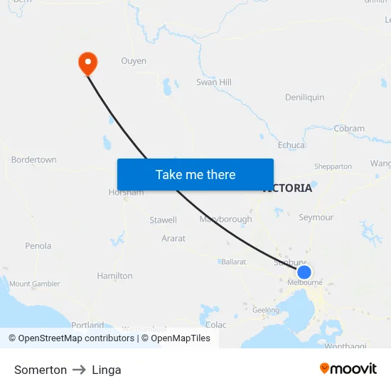 Somerton to Linga map