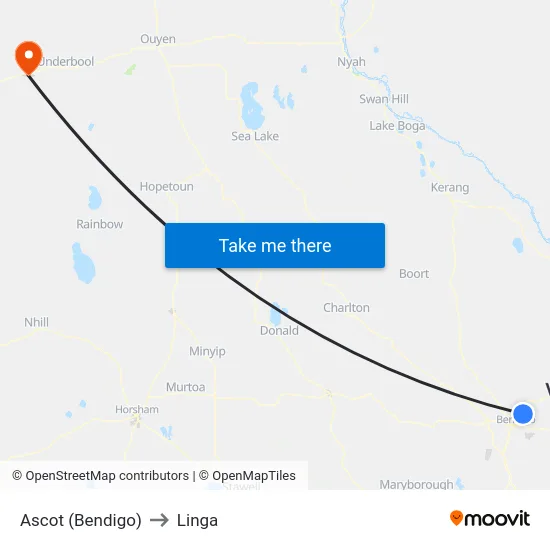 Ascot (Bendigo) to Linga map