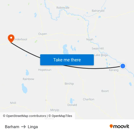 Barham to Linga map