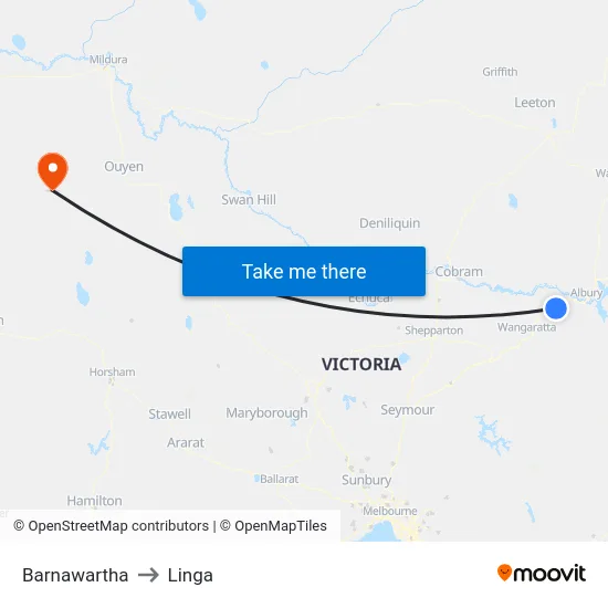 Barnawartha to Linga map