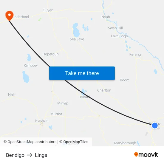 Bendigo to Linga map