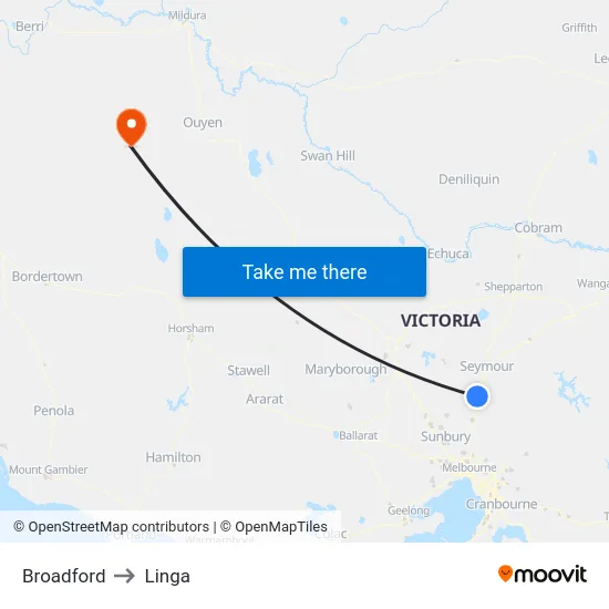 Broadford to Linga map