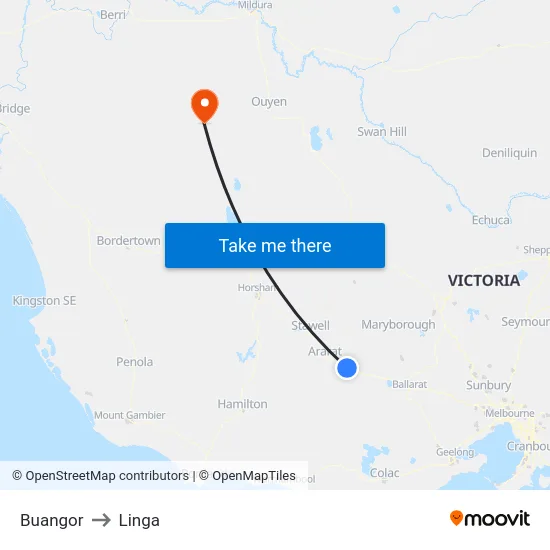 Buangor to Linga map