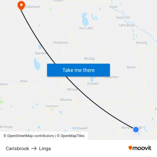 Carisbrook to Linga map