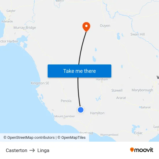 Casterton to Linga map