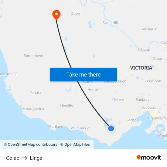 Colac to Linga map