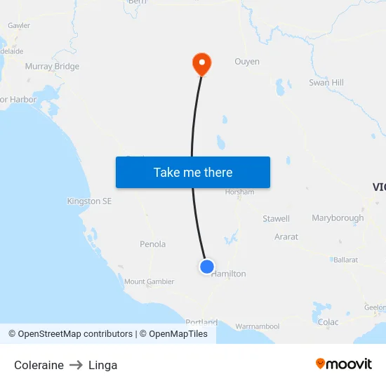 Coleraine to Linga map