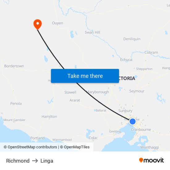 Richmond to Linga map