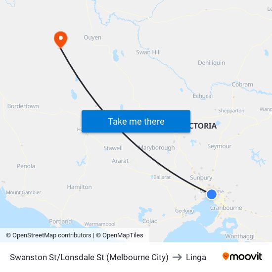 Swanston St/Lonsdale St (Melbourne City) to Linga map