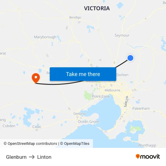 Glenburn to Linton map