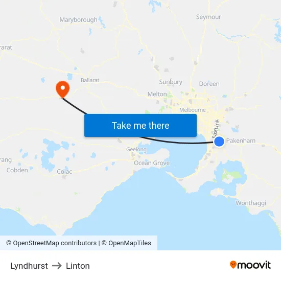 Lyndhurst to Linton map