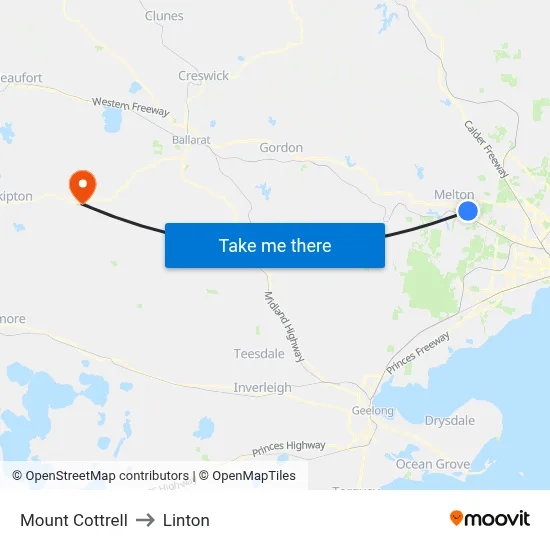 Mount Cottrell to Linton map