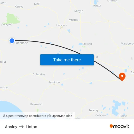 Apsley to Linton map