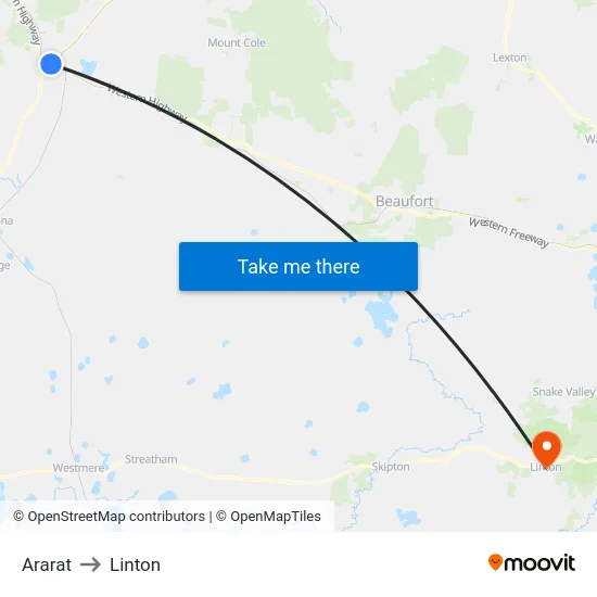 Ararat to Linton map