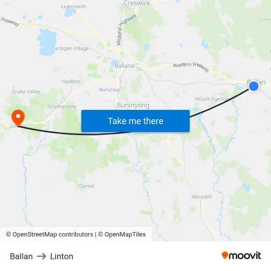 Ballan to Linton map