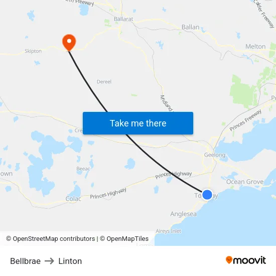 Bellbrae to Linton map