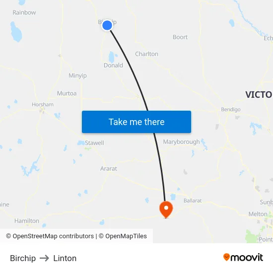 Birchip to Linton map