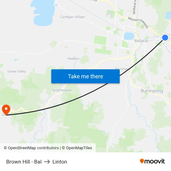 Brown Hill - Bal to Linton map