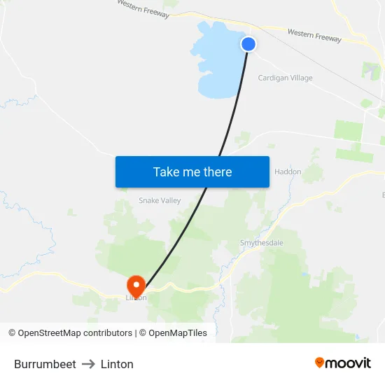 Burrumbeet to Linton map